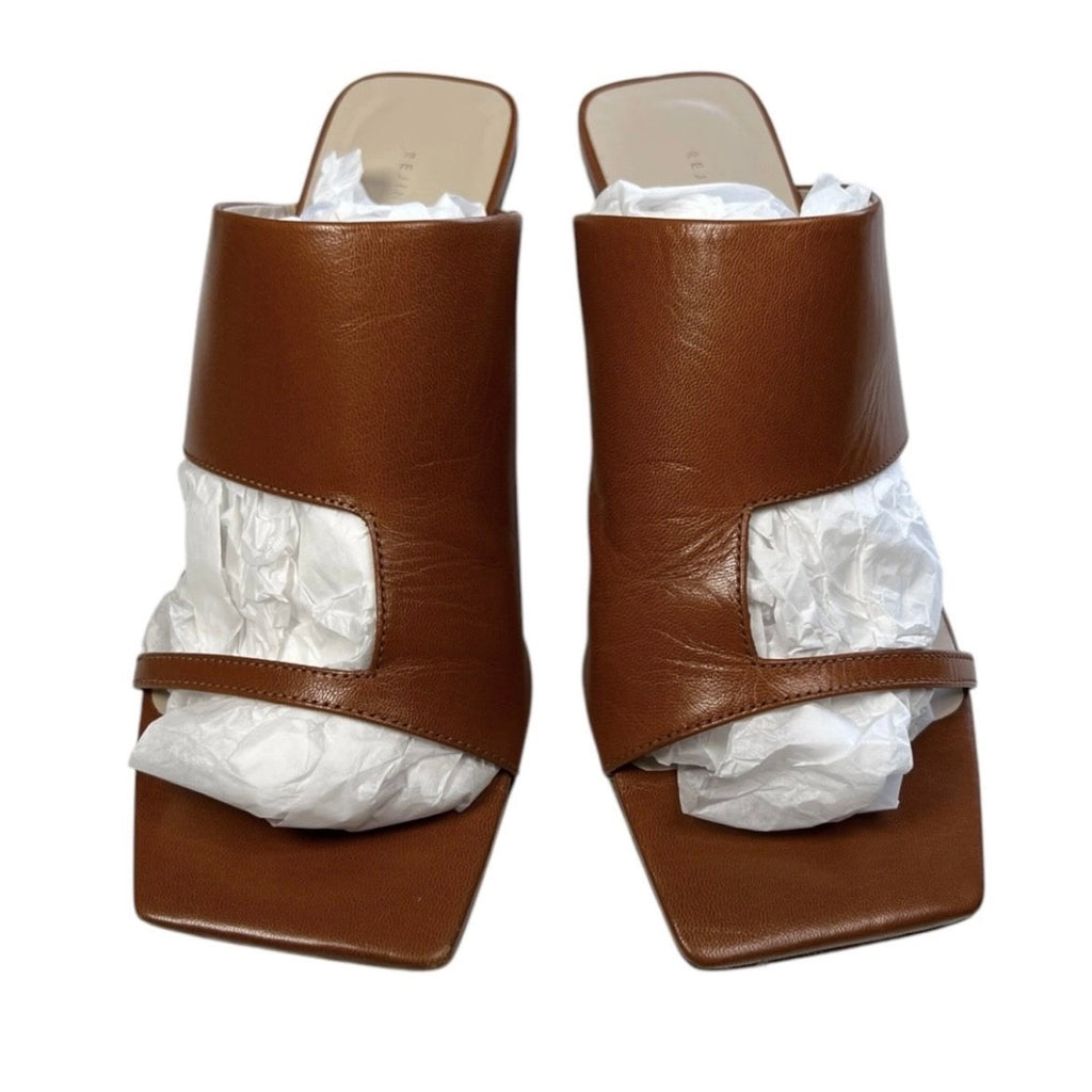 Rejina Pyo Leah Cut-Out Wooden Heel Leather Mules - EU36