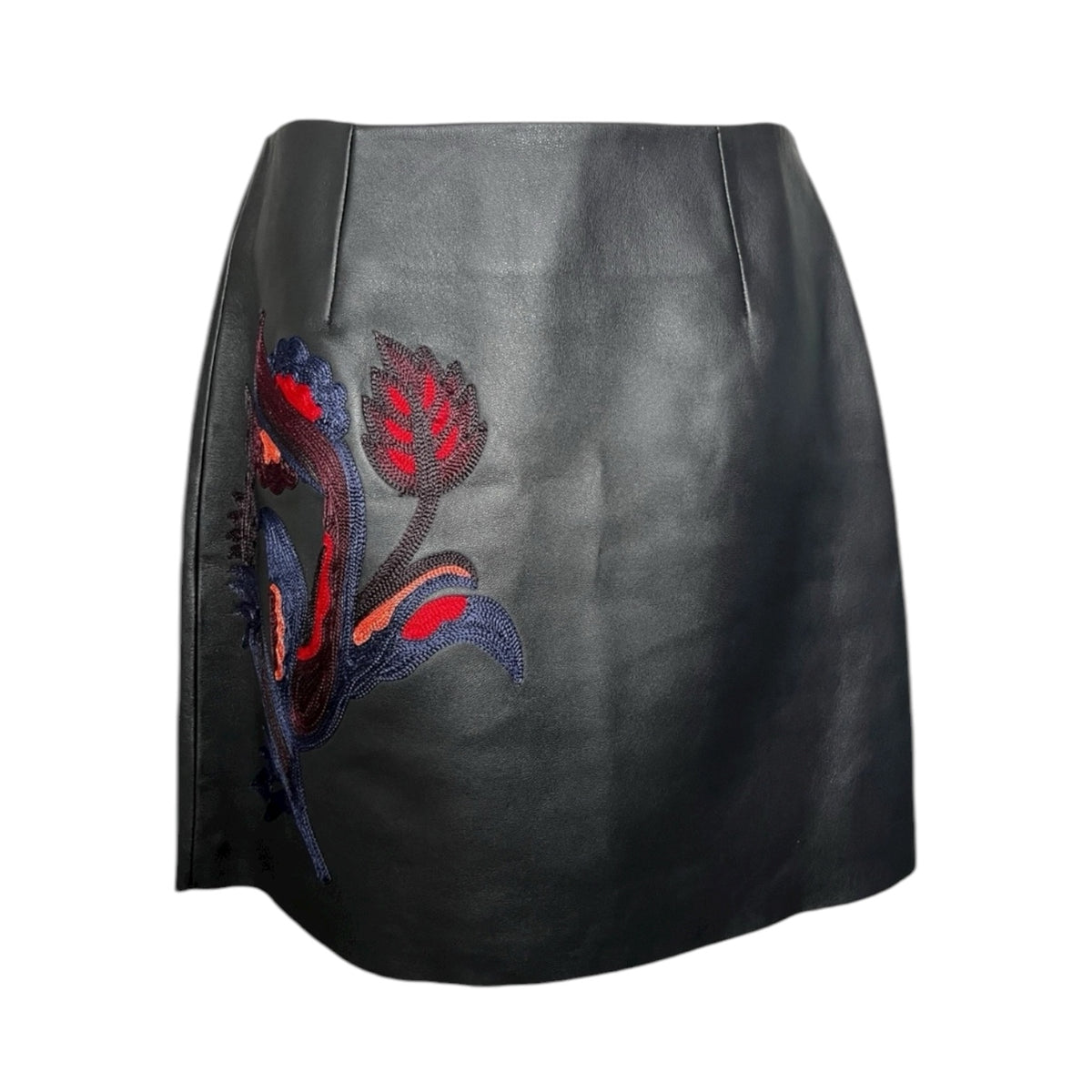 Sandro Embroidered Real Leather Mini Skirt – Sz 2 (UK10) – pre-loved