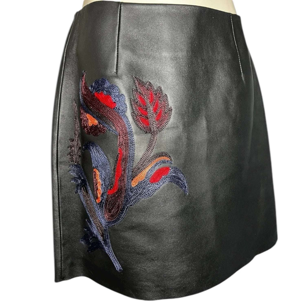 Sandro Embroidered Real Leather Mini Skirt – Sz 2 (UK10) – pre-loved