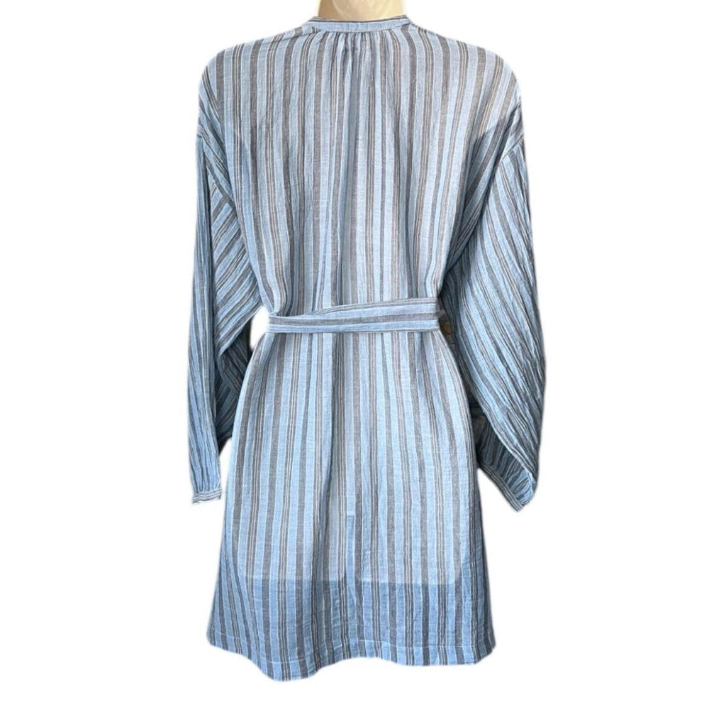 DÔEN Striped Cotton Voile Belted Oversized Fit Tunic Dress – XS – pre-loved