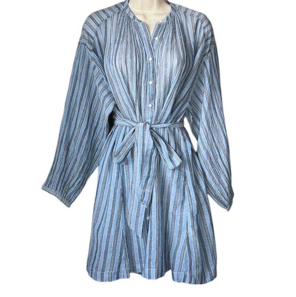 DÔEN Striped Cotton Voile Belted Oversized Fit Tunic Dress – XS – pre-loved