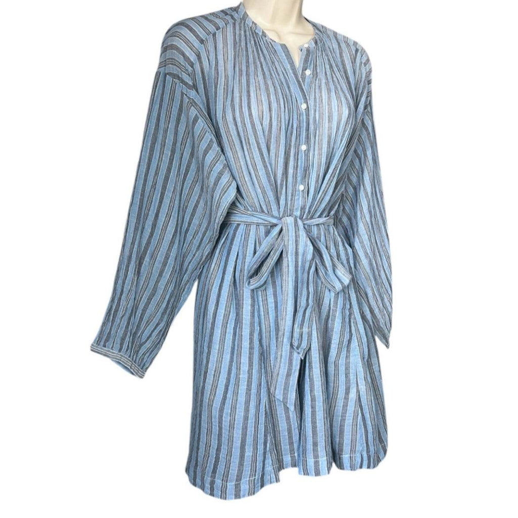 DÔEN Striped Cotton Voile Belted Oversized Fit Tunic Dress – XS – pre-loved