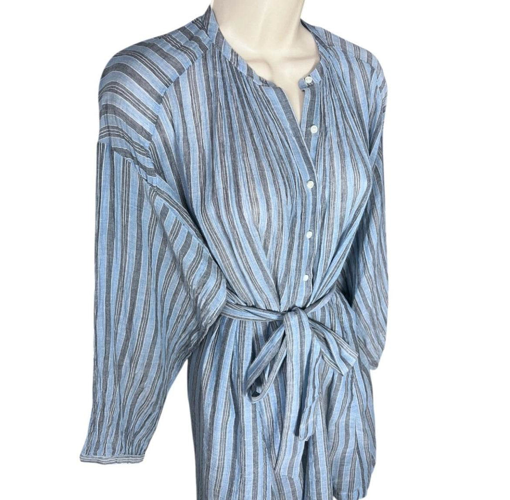 DÔEN Striped Cotton Voile Belted Oversized Fit Tunic Dress – XS – pre-loved